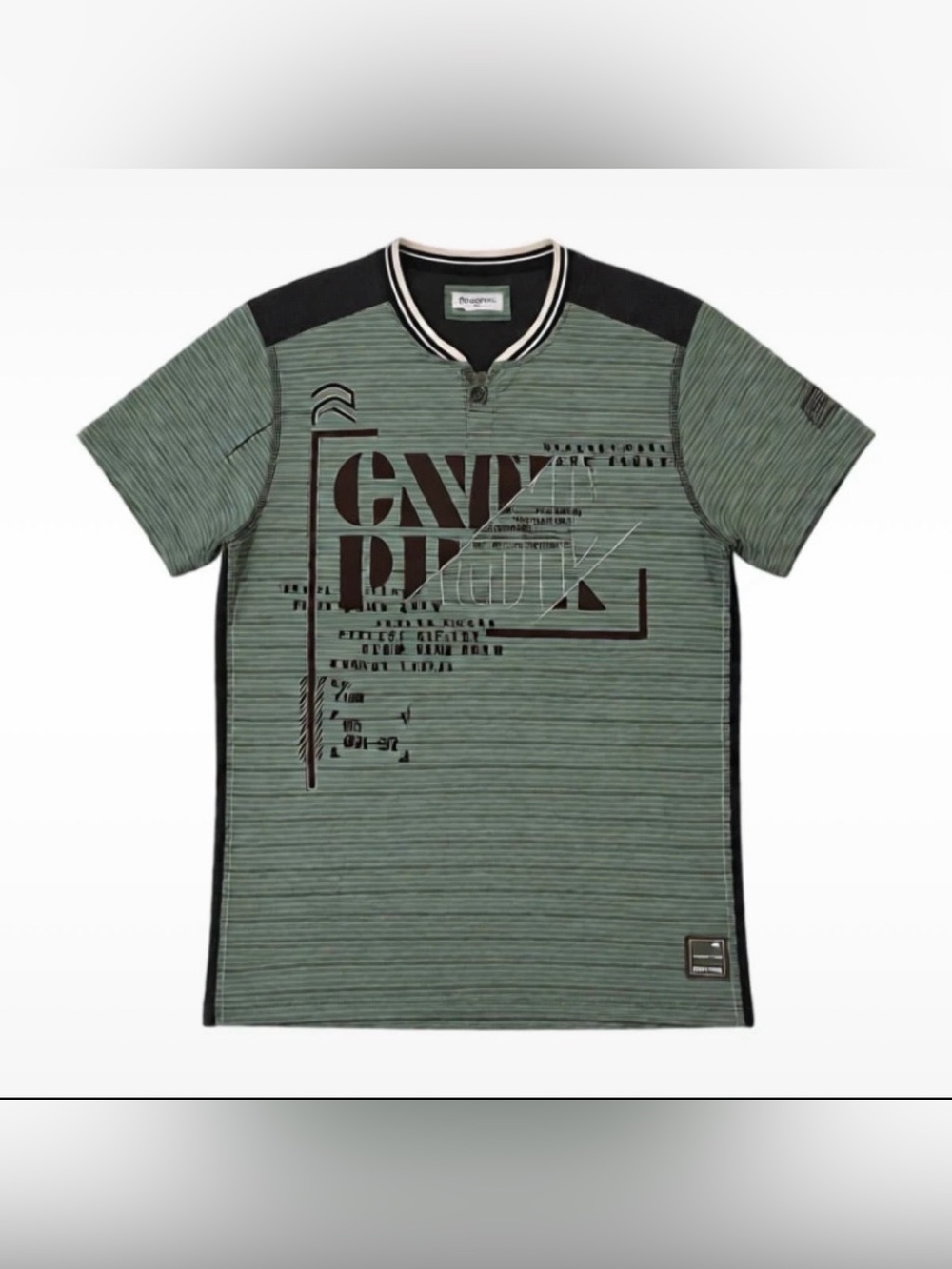 Projek Raw Casual Striped Graphic Men’s Shirt - Green